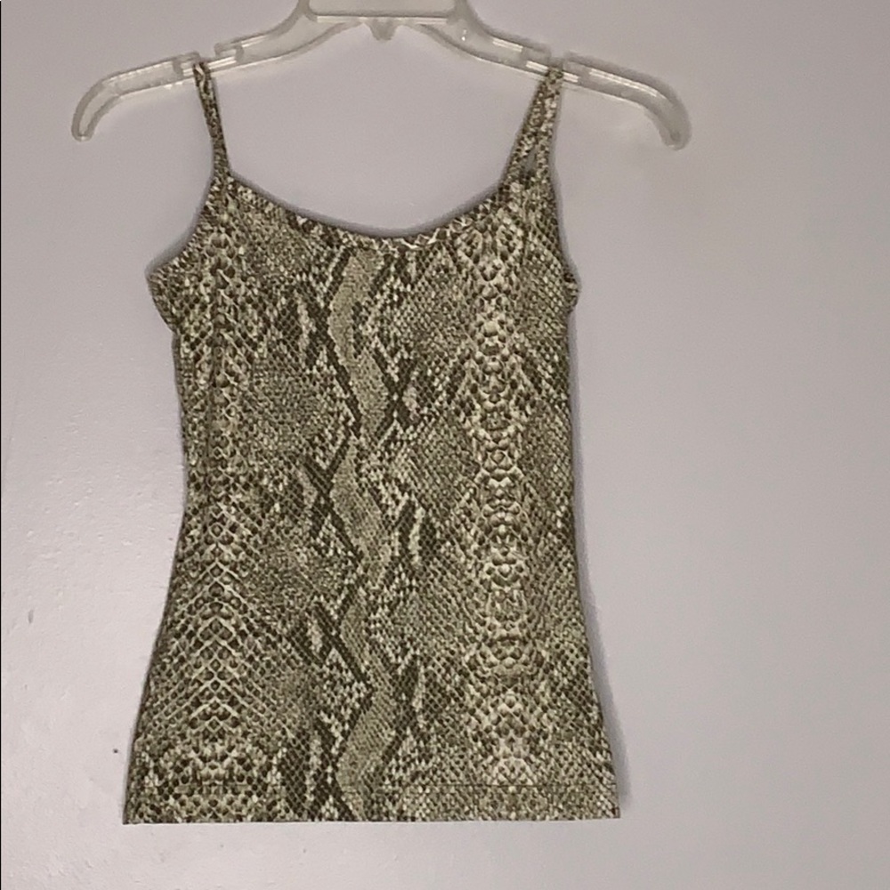 H&M Olive Snakeskin print women’s slinky tank top size small mob wife